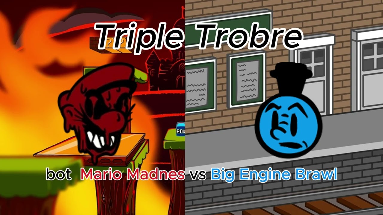 fnf triple trouble bot mariomadnes vs Big Engine Brawl cover