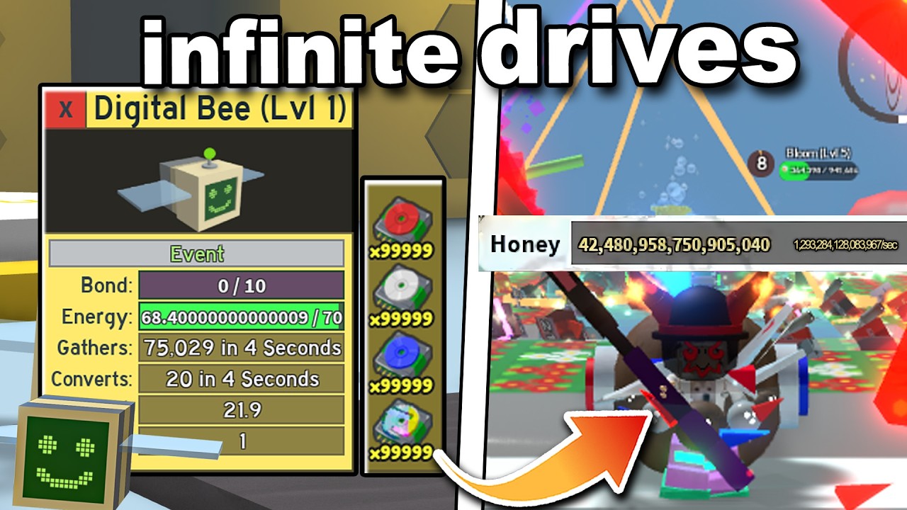 I Gave Digital Bee 1,000,000 Drives.. it literally broke bee swarm simulator