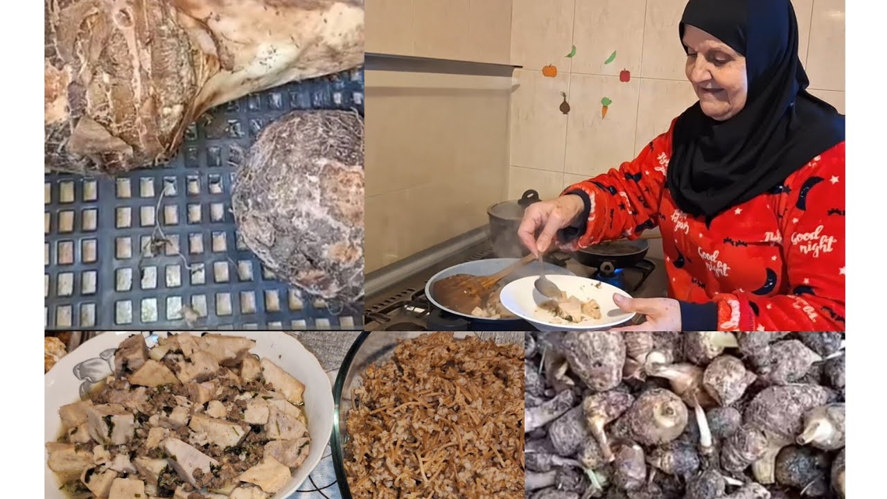 وصفة القلقاس باللحمة مع البرغل..طعم جداً لذيذ😋😋