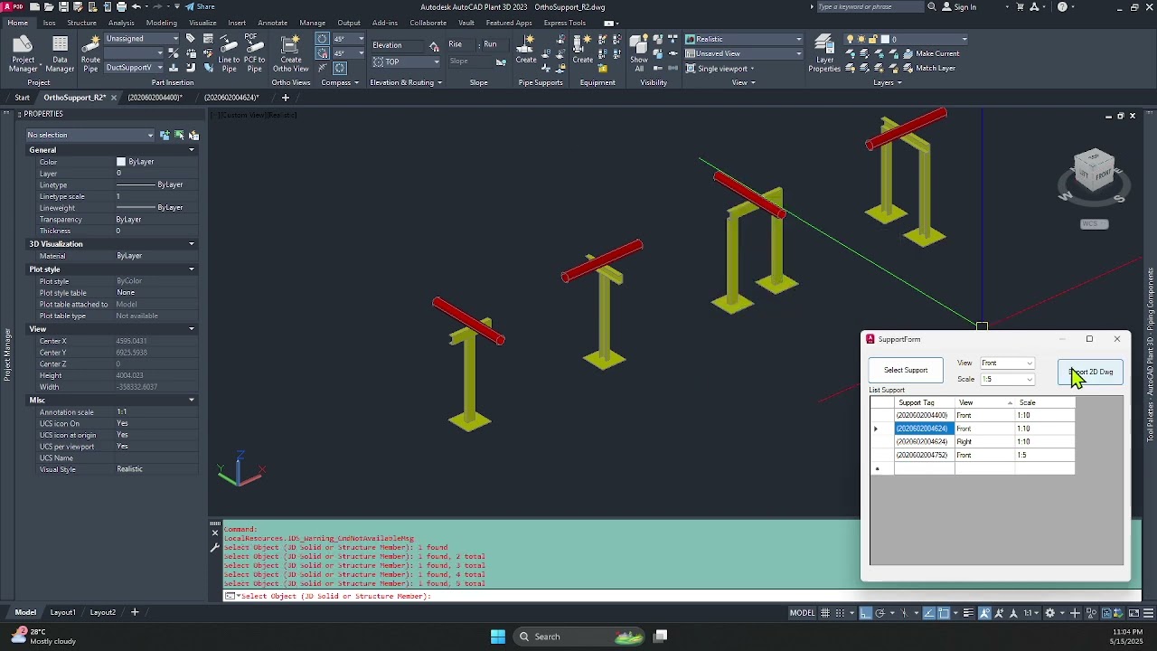 AUTOCAD PLANT 3D EXPORT SUPPORT 2D DRAWING (BETA VERSION 1.1.0)