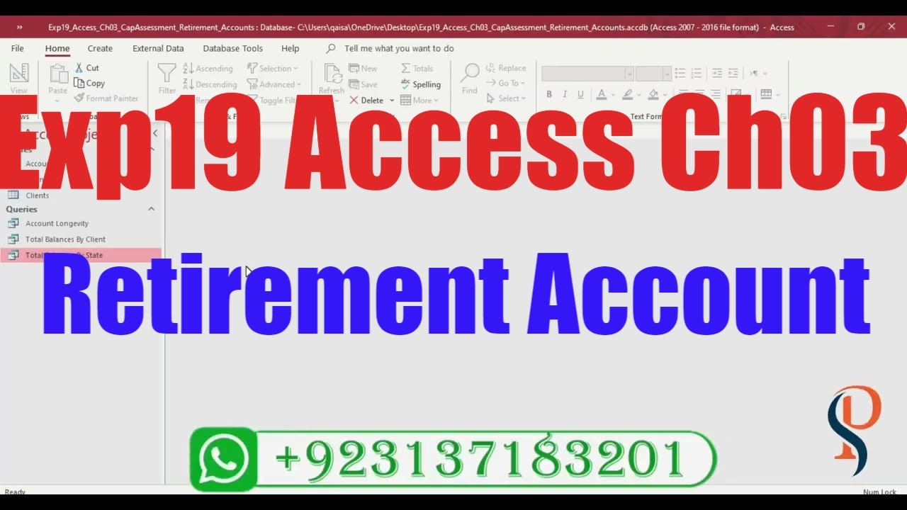 Exp19_Access_Ch03_CapAssessment - Retirement Accounts 1.2 | access  retirement | @PearsonSolution