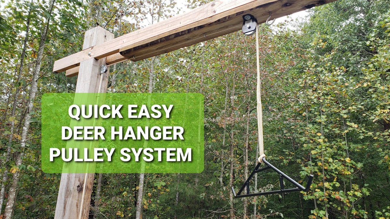 SIMPLE QUICK How to make / build easy deer skinning hanger gambrel hoist pulley lift system diy