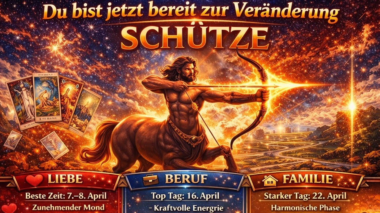 SCHÜTZE ♐ APRIL 2026 ✨ DU BIST BEREIT FÜR EINE WICHTIGE VERÄNDERUNG ✨🥳🥳🥳✨#schütze #tarot #horoskop ✨