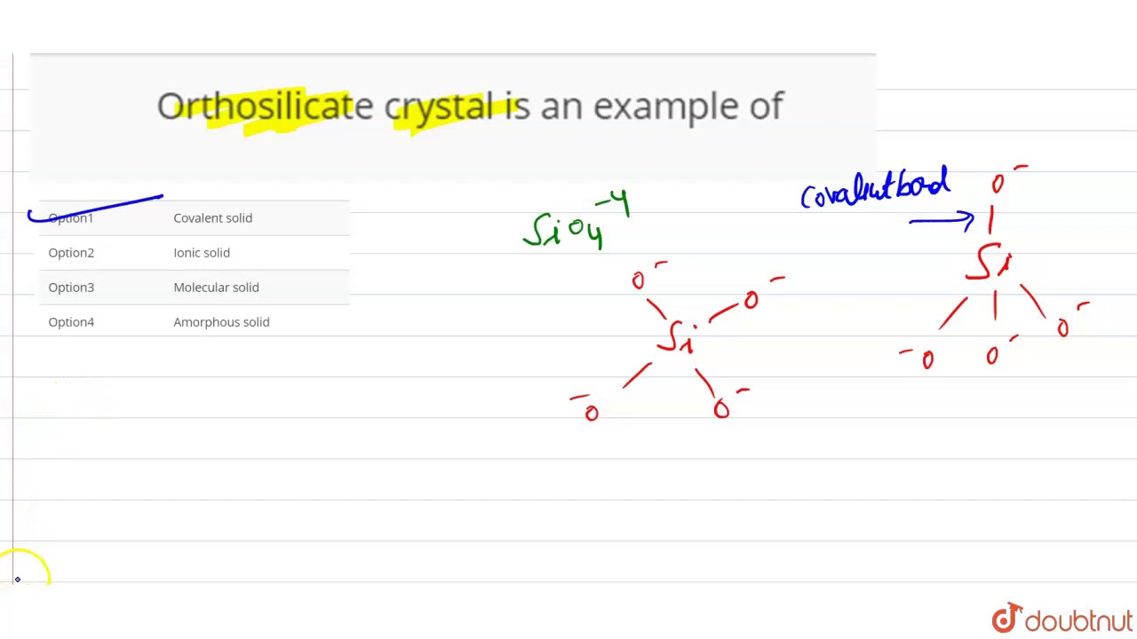Orthosilicate crystal is an example of