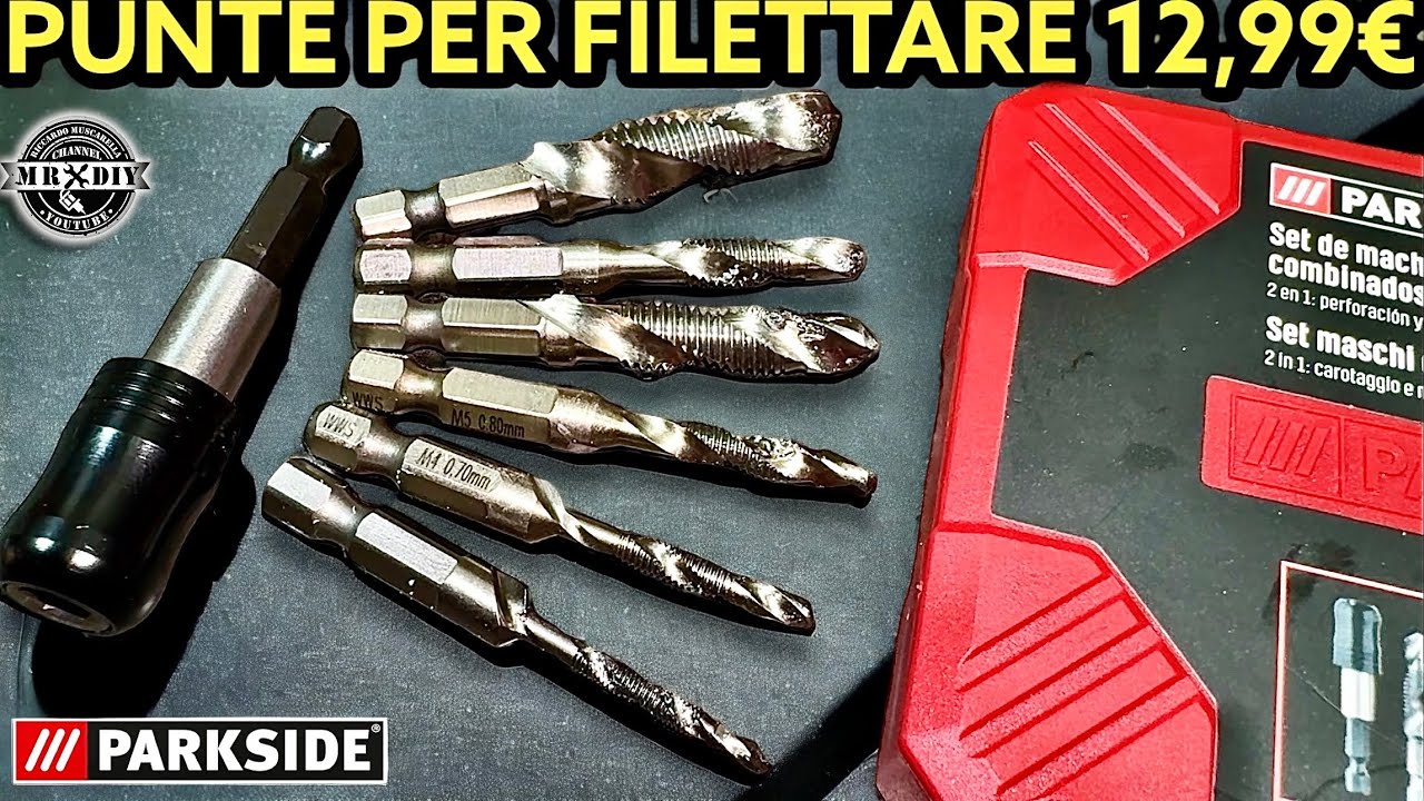 Come fare le filettature fai da te con il trapano. Set punte maschi autofilettanti Parkside 12.99€