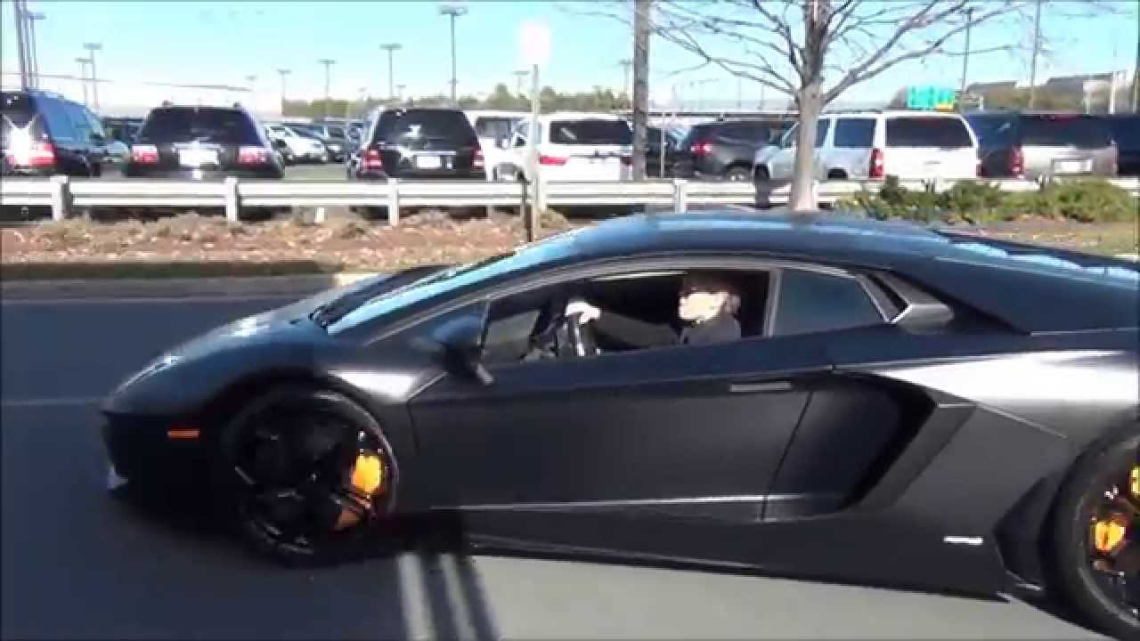 Hot Girl !!! Driving Nero Nemesis Lamborghini LP700-4 Aventador !!!