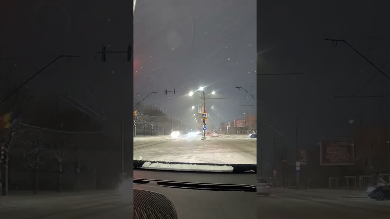 Snowy Bucharest night drive #blizzard #driving #povdriving