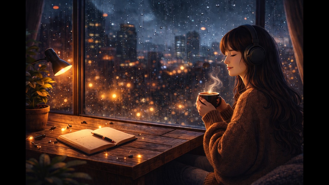 Rainy Night Coffee Atmosphere – 1 Hour Lofi Beats for Study, Relax & Focus