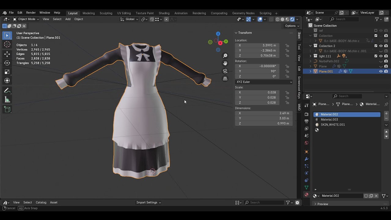 Maid Dress Modeling | Blender