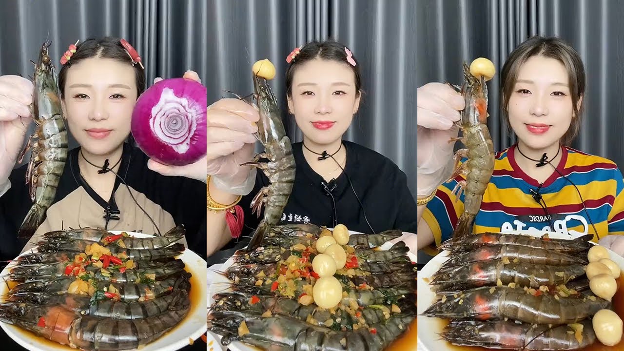 【Mukbang】Black Tiger Shrimp+Thai Shrimp🧄🦐🌶🍋#Seafood#asmr#yummy