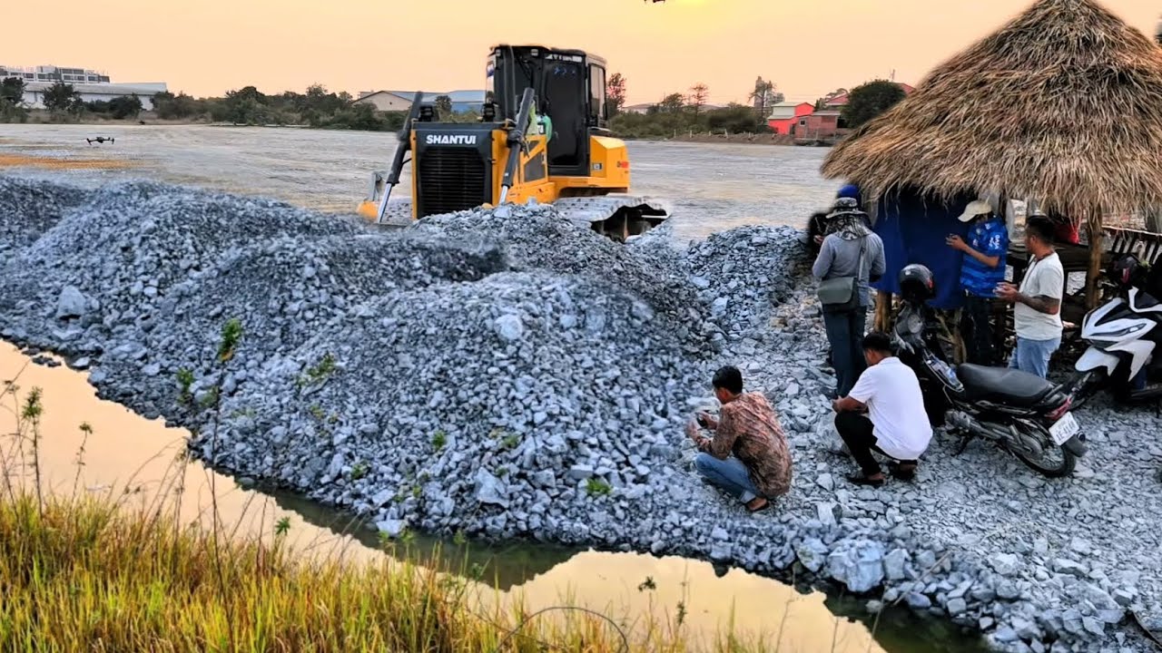 OMG Huge Projectly Dozer DH17C3 Skill For Building The Water Using Stones For Fill Landfill Pushing