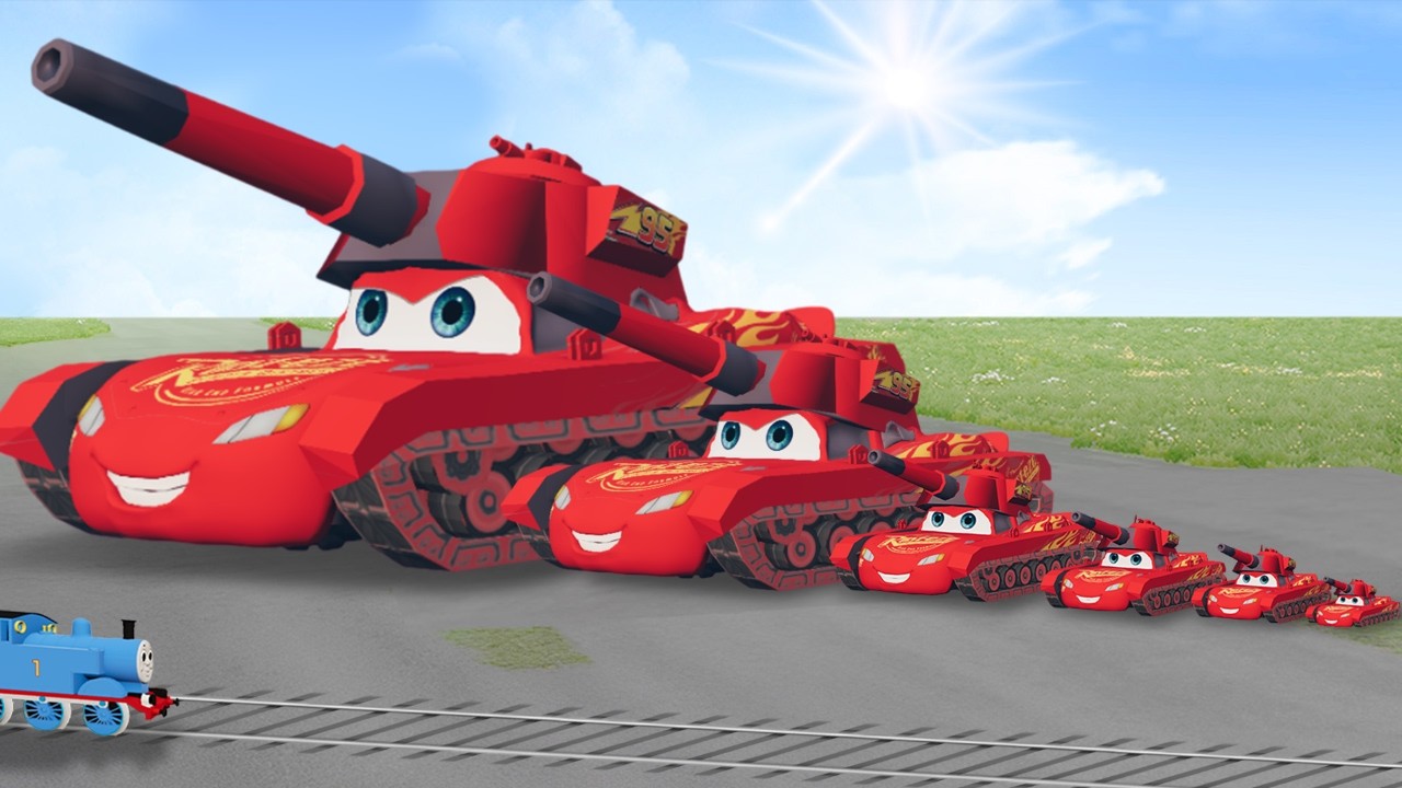Big & Small Lightning McQueen Tank vs Thomas Trains | The Hardest Challenge | BeamNG Monster