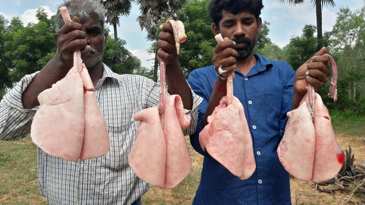 How to cook lamb lungs | Goat Lungs Fry Recipe- prepared by my uncle||food fun village