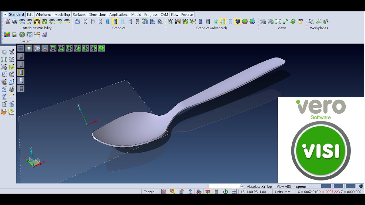 Visi Vero Surface Tutorial _ How to make Spoon. @VISICADCAM