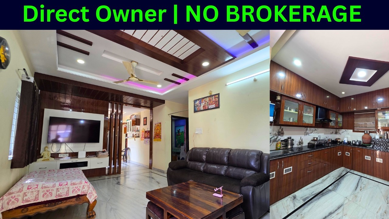 Fully furnished 3 bhk flat for sale in pragati nagar kukatpally hyderabad  | 1600sft 📞:7330648681
