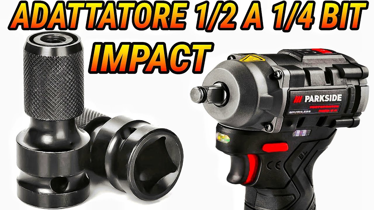 Adattatore per avvitatori a impulsi Parkside e simili (Smontagomme) con attacco da 1/2 pollice a 1/4