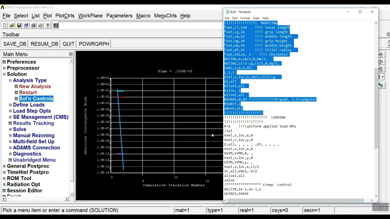 Creep simulation in ANSYS. APDL Scripting.