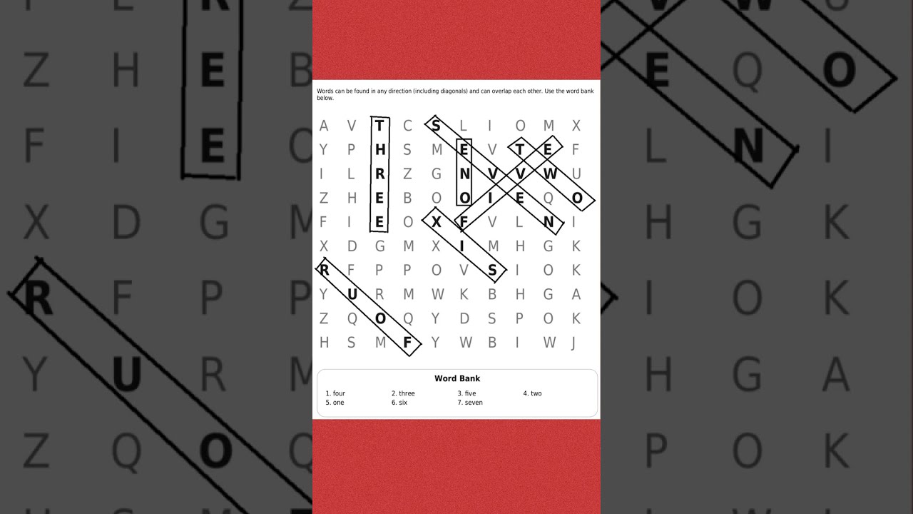 Word search puzzle games Numbers 