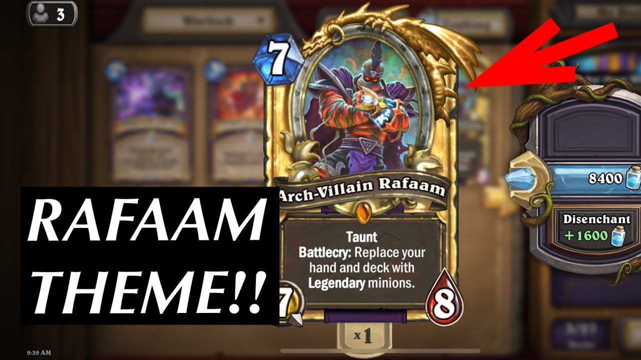 ARCH VILLAIN RAFAAM Hearthstone Theme, Voice Line, & Golden Animation!
