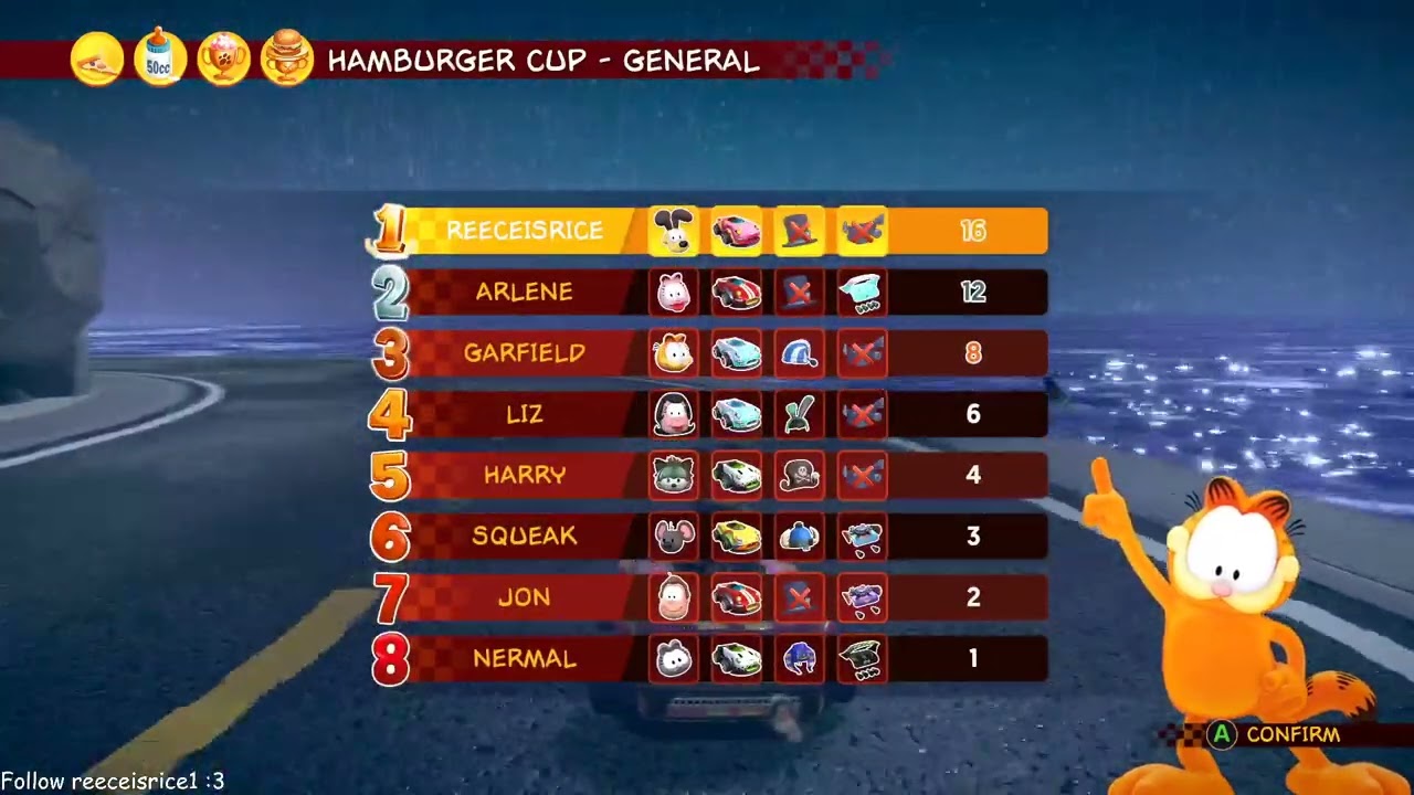 Garfield Kart Furious Racing: Hamburger Cup  50cc Grand Prix 60fps