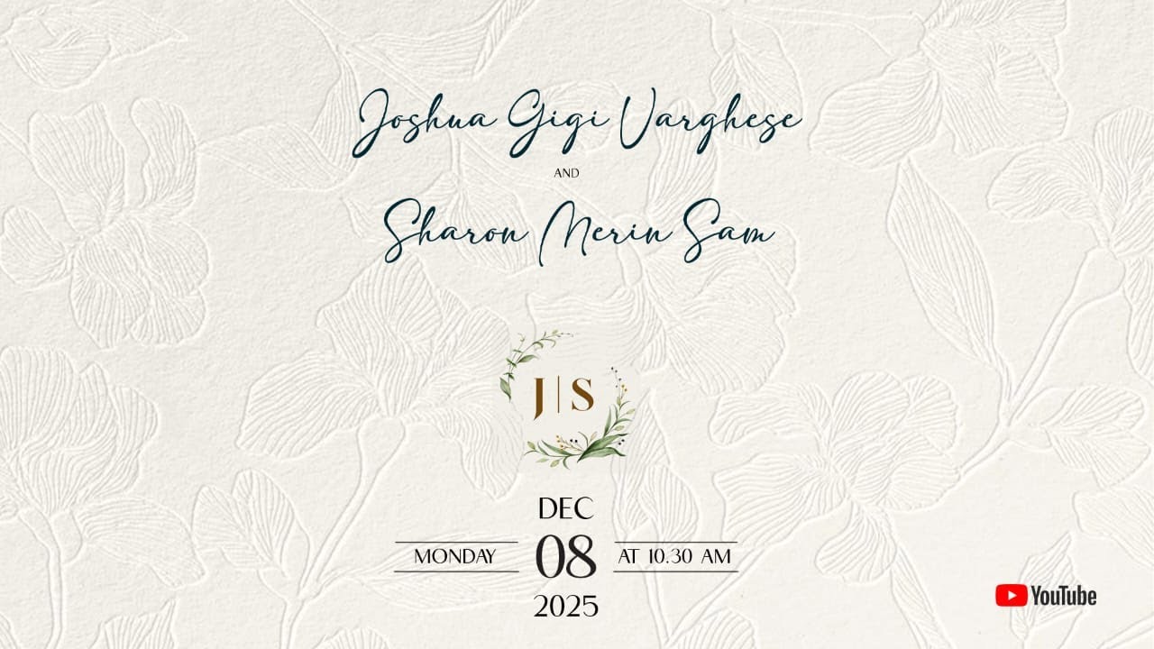 JOSHUA & SHARON || WEDDING || LIVE STREAMING || 08.12.2025 || 10.15 AM ||