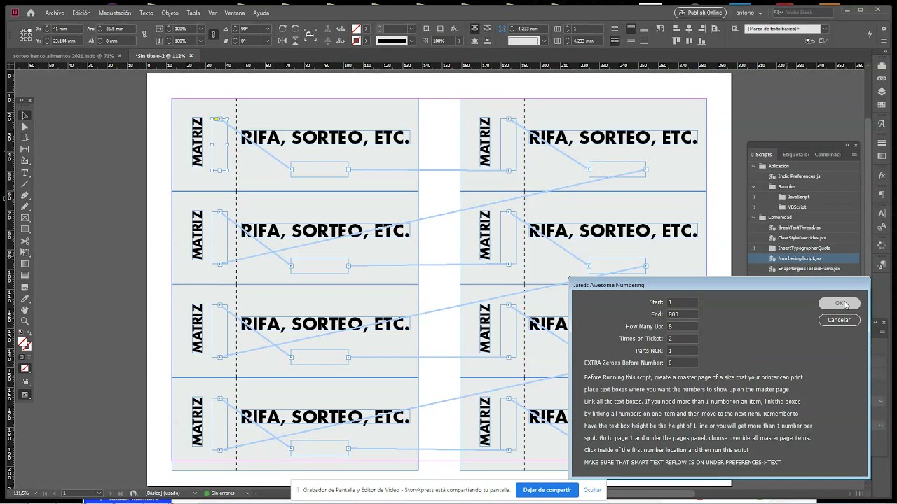 CREAR PAPELETAS CON SCRIPT NUMERING EN INDESIGN