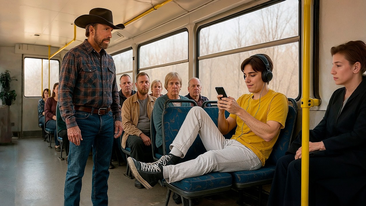 Bloqueó Un Asiento En El Autobús Y Humilló A Chuck Norris — Un Minuto Después Estaba Rogando
