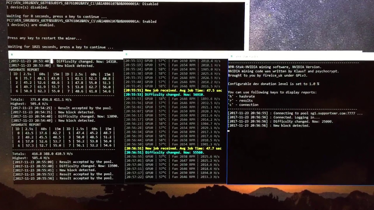 Hashrates 1x Vega 64 + 1x 1060 mining monero