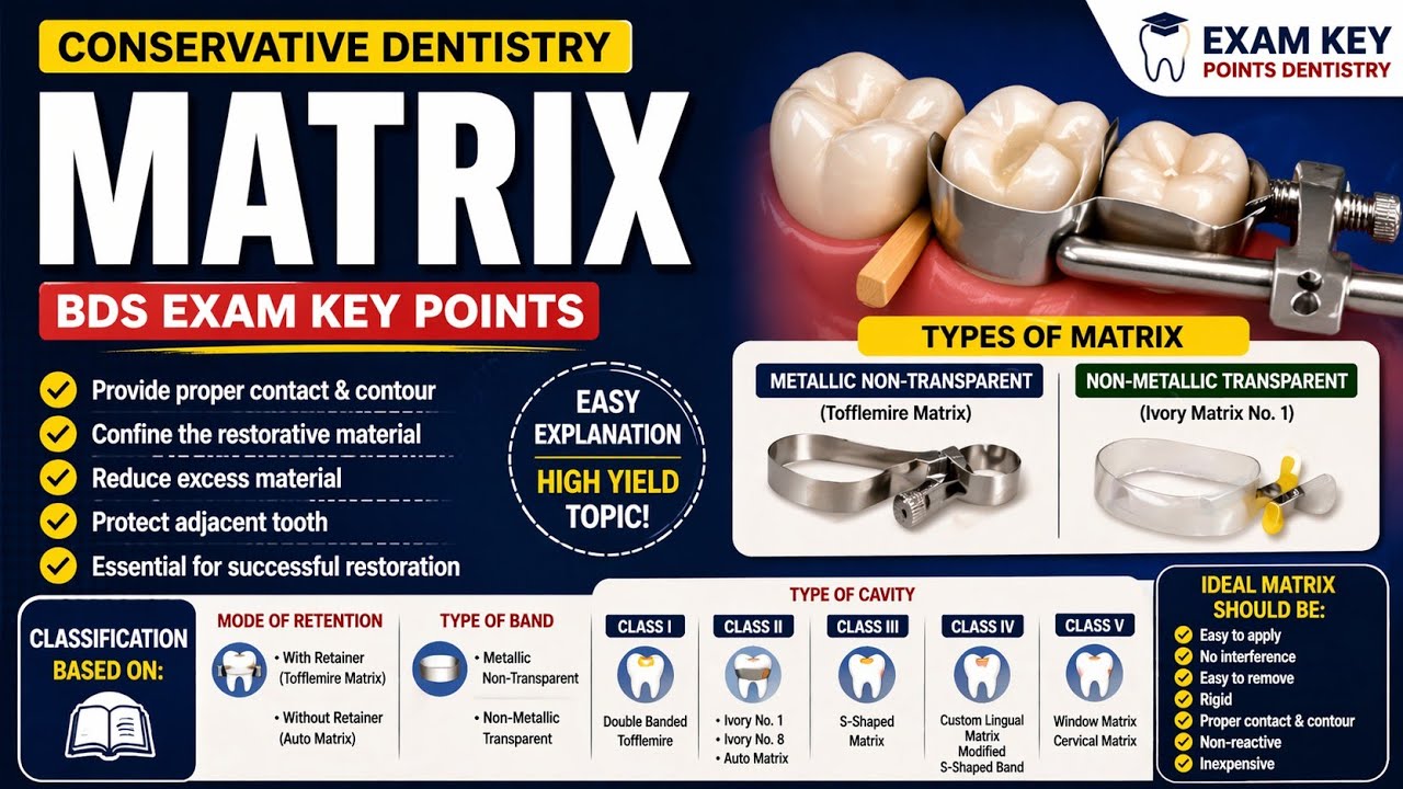 Matrix in Conservative Dentistry|BDS Exam Key Points|Easy English Explanation 