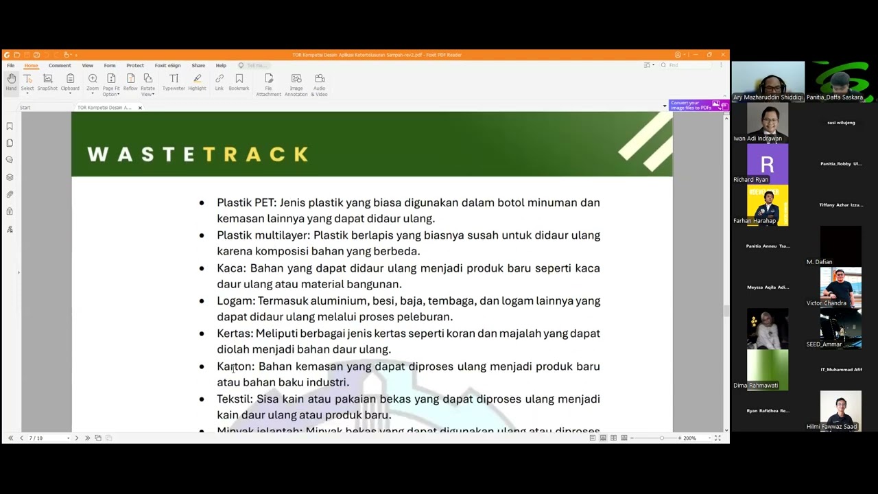 Workshop Penjelasan TOR / Rules Kompetisi & Sesi QnA - Waste Track 2024