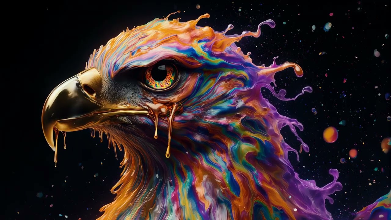 10 hours Rainbow Eagle Eye Liquid Paint Screensaver Windows 11 VJ Loop 4K UHD 60fps