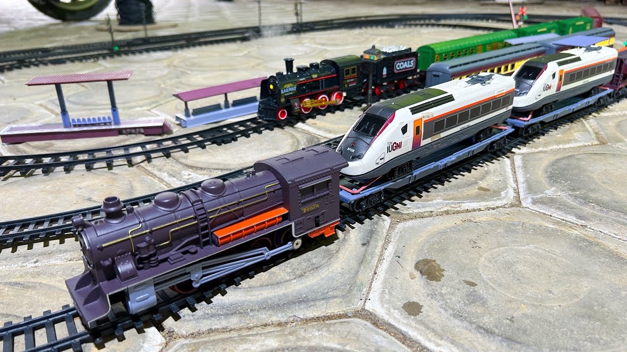 ASMR: Fenfa Model Train Set: Classic Steam Engine Hauling High-Speed Train (DS World Miniature)