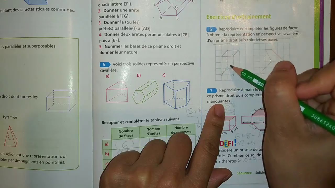 exercice : compléter une perspective cavalière d'un prisme droit