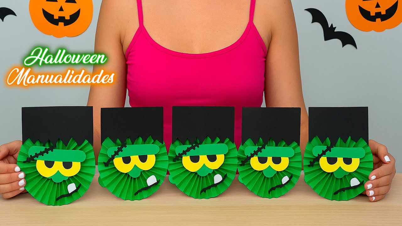 🦇 DIY Frankenstein de papel para Halloween 🎃 Ideas fáciles para HALLOWEEN 🎃  HALLOWEEN CRAFT