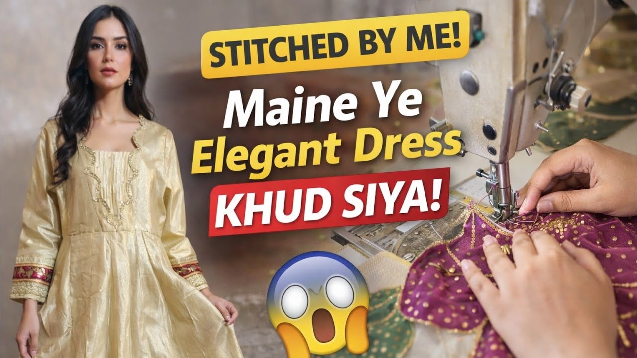 Sab Ne Pucha Ye Dress Kahan Se Li 😲 | Maine Khud Siya | golden Anarkali Dress | hand painted dupatta