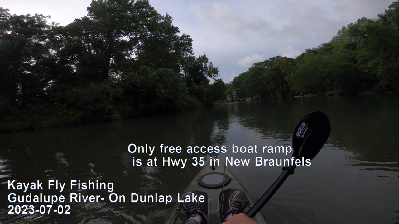 Guadalupe River kayak fishing Lake Dunlap with my son 2023-07-02