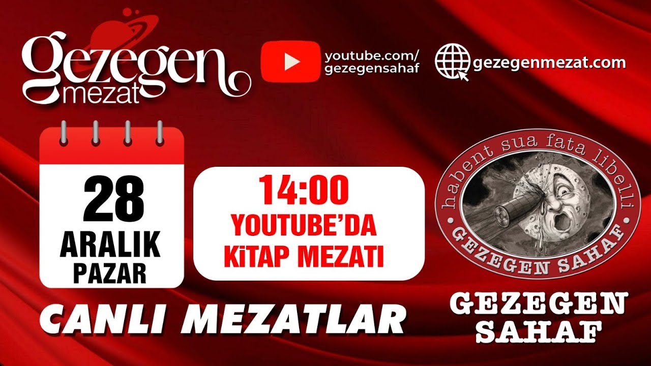 28 Aralık 2025 Pazar GEZEGEN SAHAF kanalı canlı yayında KİTAP MÜZAYEDESİ
