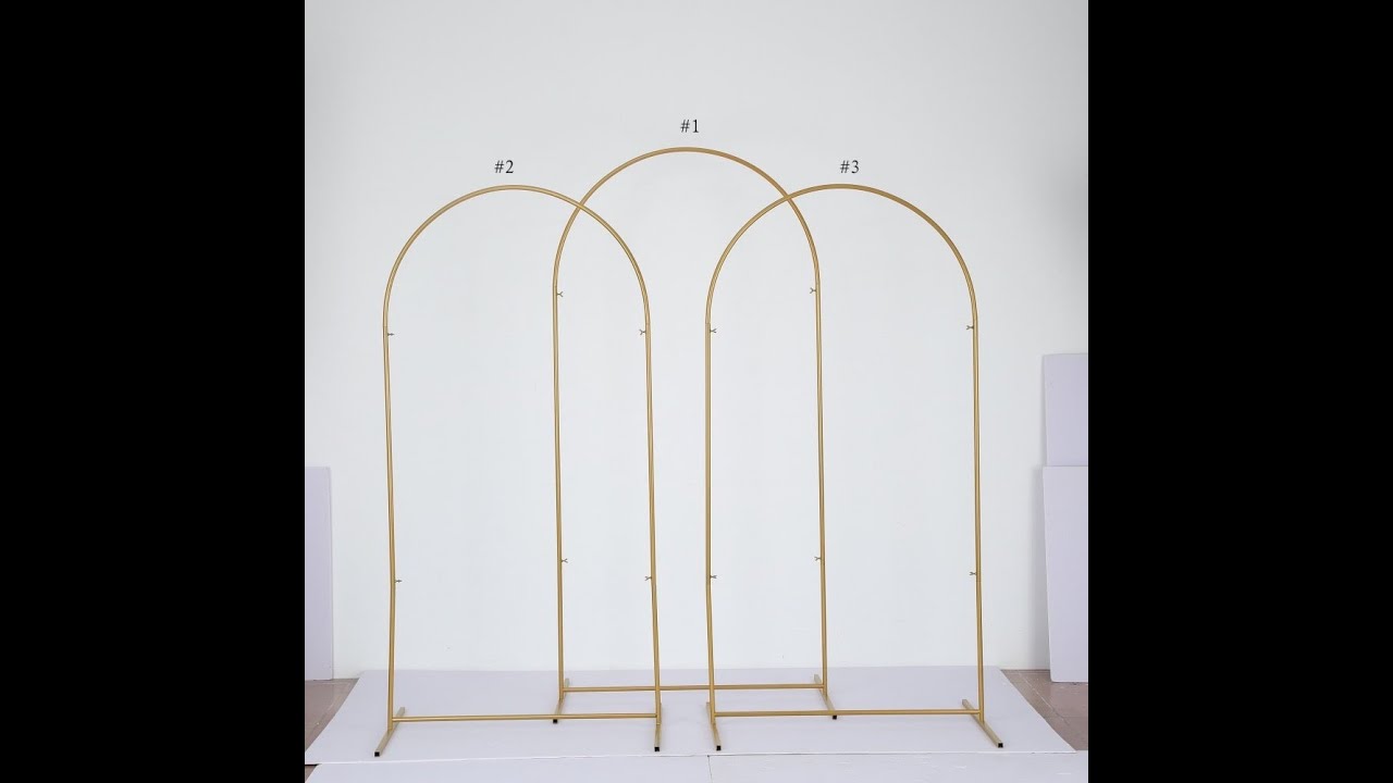 3 PCs Wedding Arches Iron Pipe N-Shaped Flower Stands【Gold】