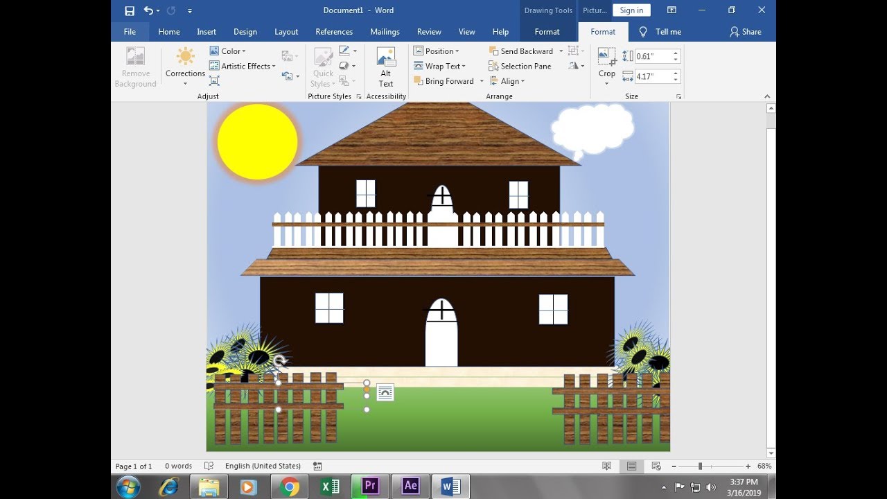 LESSON # 20 How To Make Beautiful House using shape on ms word hindi