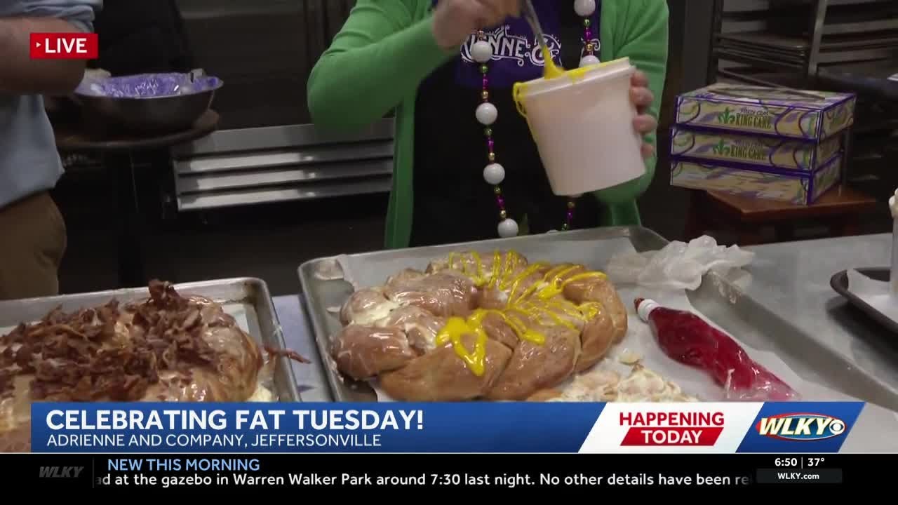 Putting the finishing touches on King Cakes at Adrienne and Company