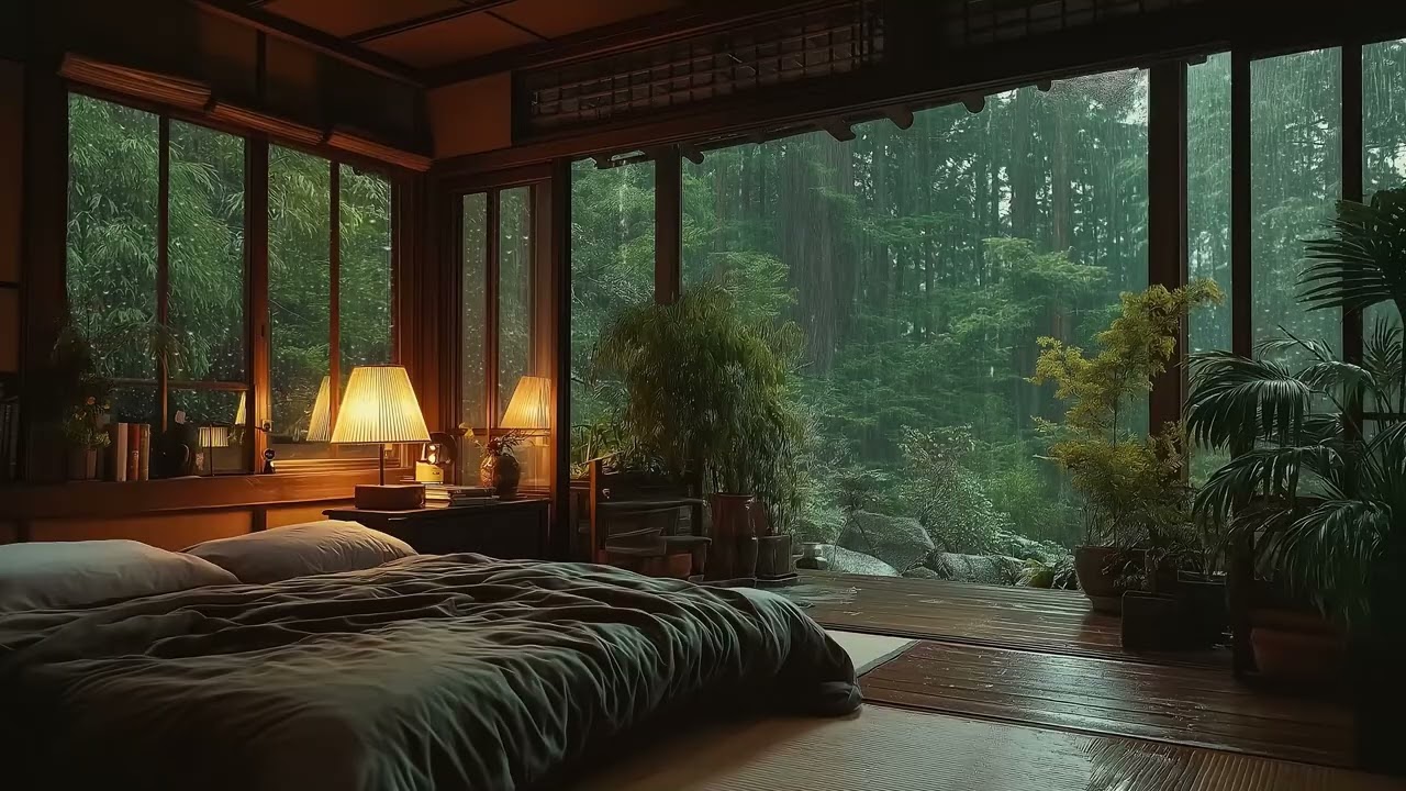 🎹🌧️ Piano Rain Bedroom Ambience | Cozy Bedroom, Rain on Window | 3 Hours Relax Sleep Healing Focus