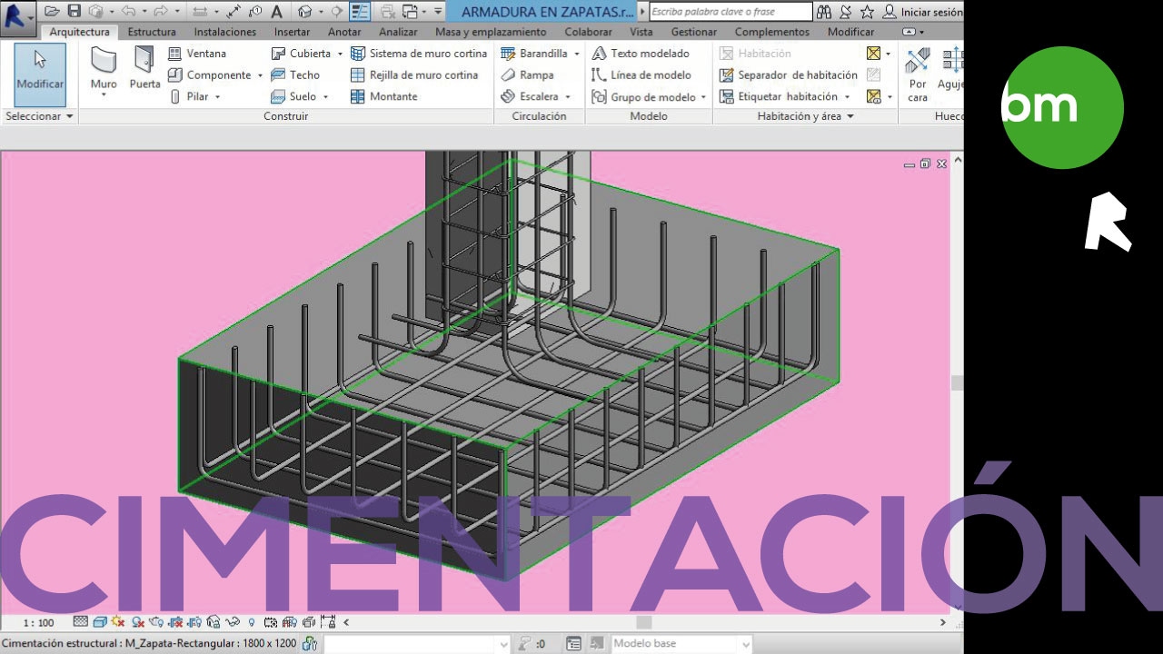 REVIT. Armadura de cimentación