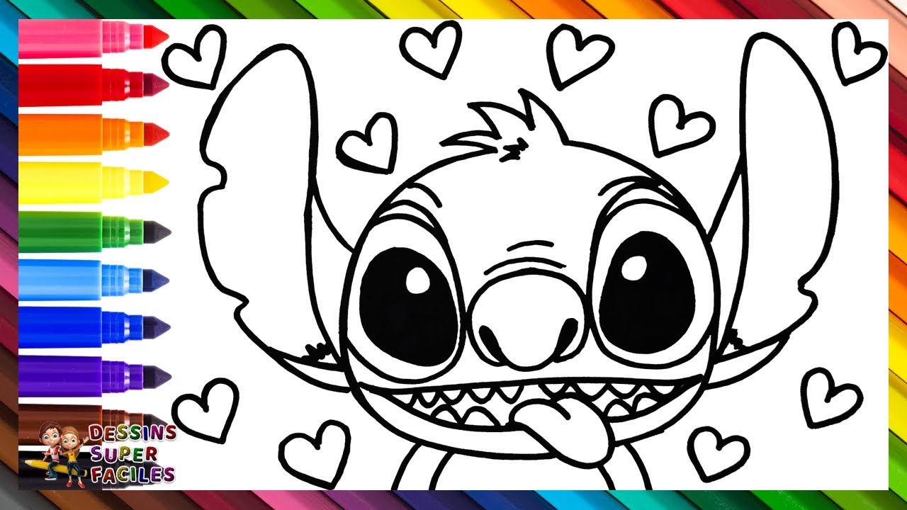 Dessine et Colorie STITCH 👾❤️🧡💛💚💙💜 Dessins pour Enfants