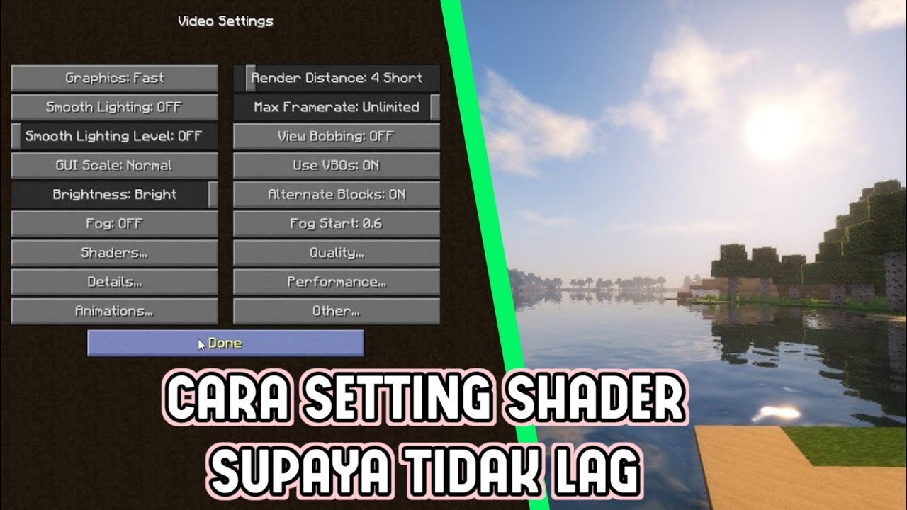 TUTORIAL CARA SETTING SHADER SUPAYA TIDAK LAG| MCPC–MINECRAFT JAVA EDITION