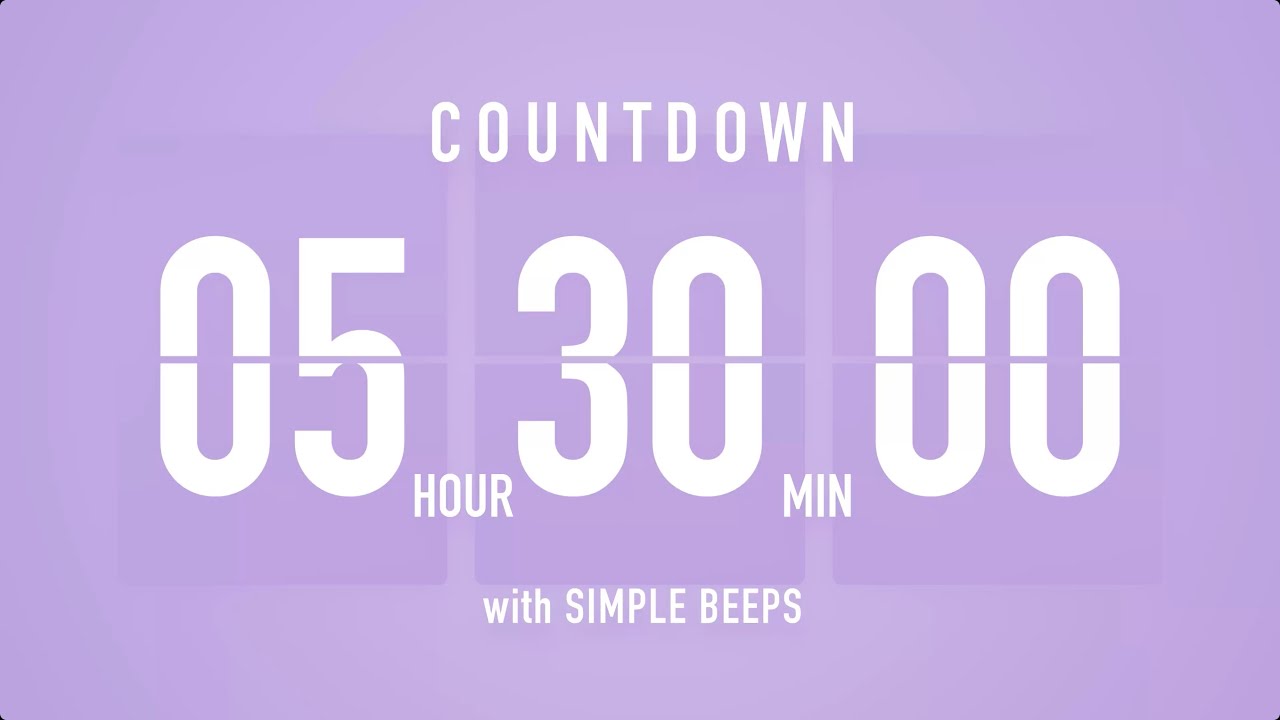 5 Hour 30 Minute Countdown Timer ⏳ Flip Clock with Bell Alerts 💜🔔