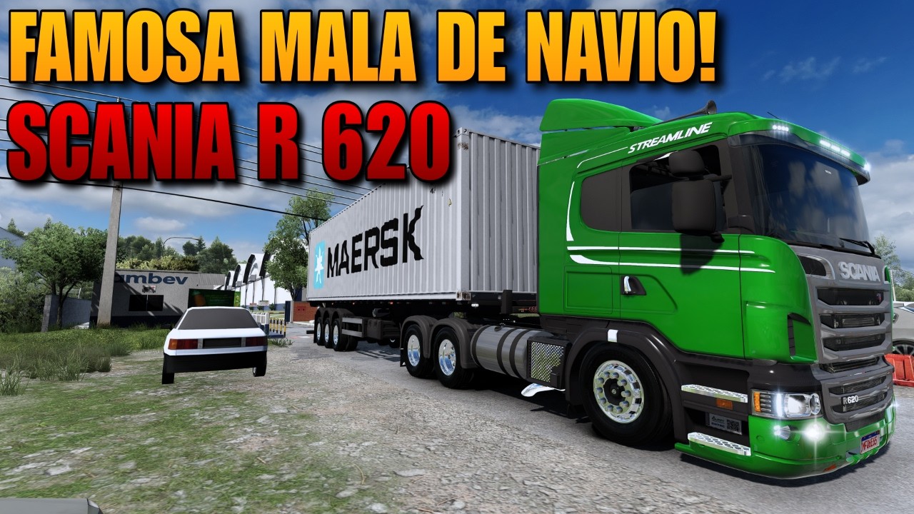 CARRETA COM CARGA DA MAERSK NA SCANIA SÉRIE 5 R620 | RONCO DIRETO | ETS 21.57 MODS BR