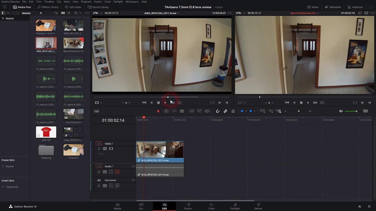 Barrel Lens Distortion Fix using DaVinci Resolve Studio - Sydney Short Film School