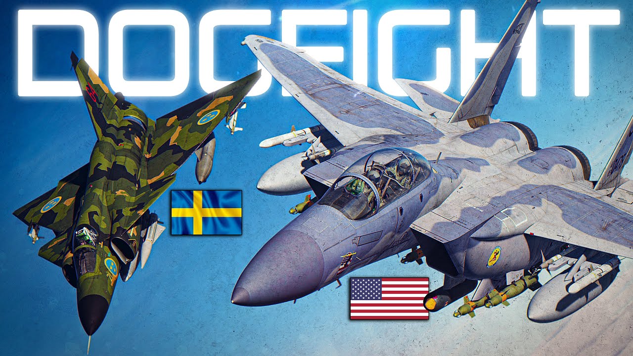 F-15E Strike Eagle против AJS-37 Viggen DOGFIGHT | Цифровой боевой симулятор | DCS |