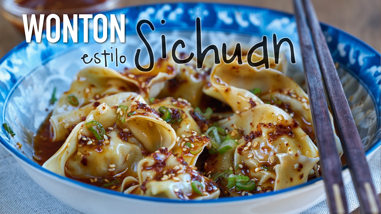 Wonton con salsa picante estilo Sichuan - Spicy Sichuan Wonton Recipe