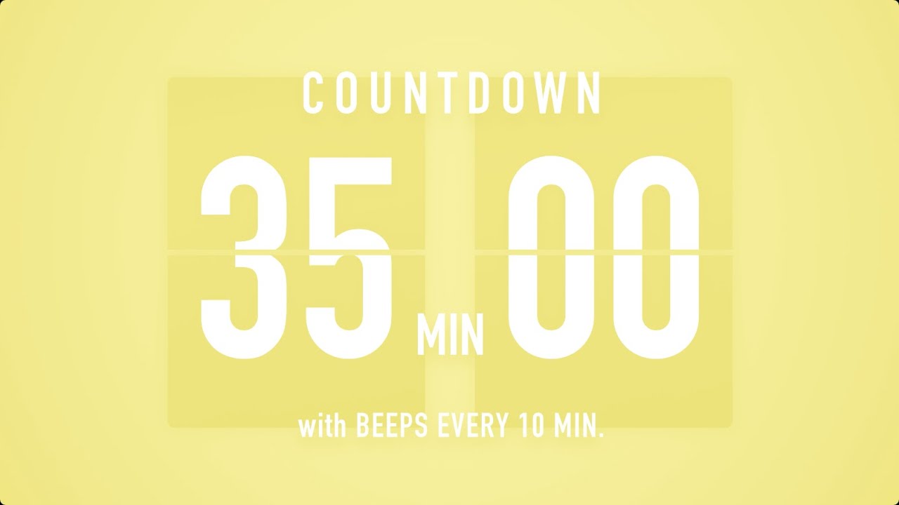 35 Minute Countdown Timer ⏳ Flip Clock with Piano Beeps 🎹🟡
